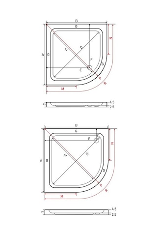 Shower 90X90 Oval Flat Duş Teknesi