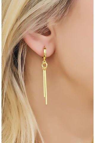 Dkmn Gümüş Halkalı Çift Sallantılı Küpe 925 Ayar Gümüş Küpe