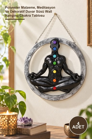 4 Adet 7 Chakra Duvara Asmalı Pano Polyester Malzeme, Meditasyon Ve Dekoratif Duvar Süsü Wall Hanging Chakra Tablosu 1