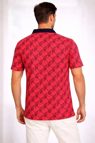 Modi Erkek Pike Kumaş Polo Yaka Palmiye Desenli Tişört Kısa Kol Yazlık T-shirt - Kırmızı - Mymg187690