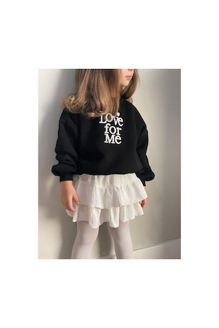 Çağlar Barbosa Sweatshirt Etek Kız Çocuk Takım Siyah