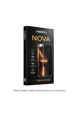 HEPU NOVA HD Clear Temperli Cam Ekran Koruyucu – iPhone 17 Pro Max Uyumlu