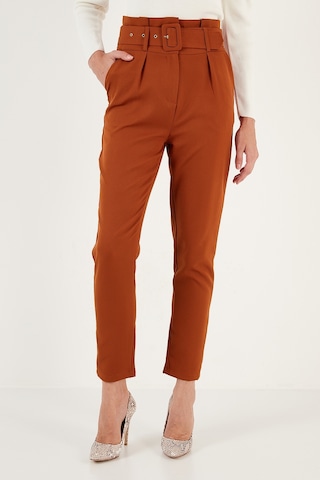 Lela Yüksek Bel Cepli Kemerli Regular Fit Kumaş Bayan Pantolon 611Pl04 Kiremit