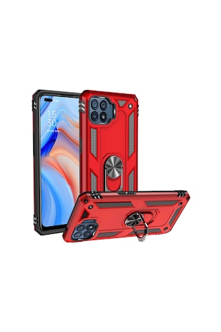 Teknomoda Oppo Reno 4 Lite Tank Zirh Metal Yüzüklü Standli Kilif 526765681