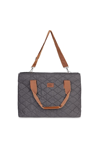 Nenny Baby Kapitoneli Mommy Bag Anne Bebek Bakım Çantası - Gri Füme