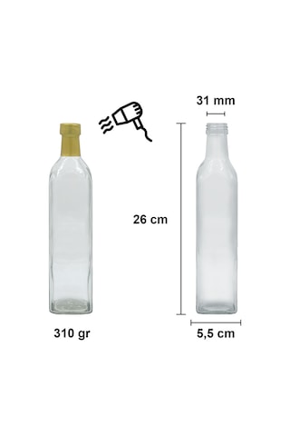 Afracam Maraska Şeffaf 500 ML Cam Şişe Kapak Kapüşon 12 Adet