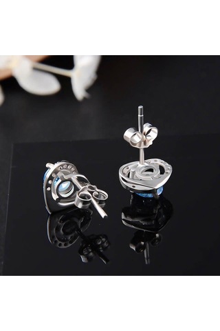 Mavi Tancise 925 Ayar Gümüş Zirkon Küpe Damla Küpe Kadınlar Için Düğün Hediyeleri