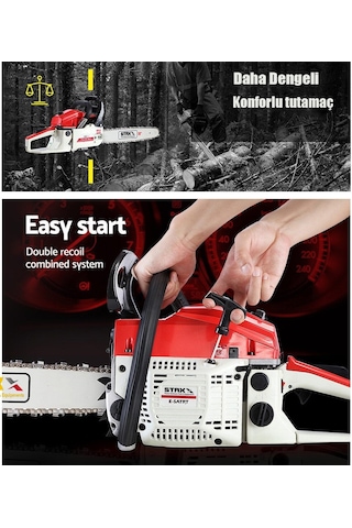 Staxx Benzinli Testere 4.3hp 52cc Ağaç Kesme Motoru Zincir-yağ