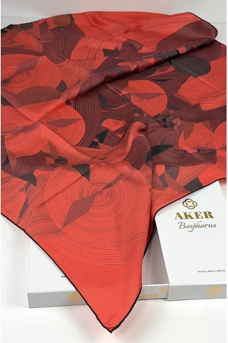 Aker Bosphorus Çift Taraflı İpek Twill Eşarp 89147112 Nar Kırmızısı