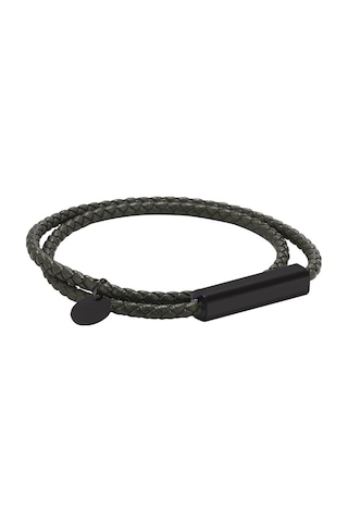 Moda Paslanmaz Çelik Charm Erkek Bileklik Yeşil Deri Örgülü Punk Bilezikler Takı Aksesuarları Yeşil