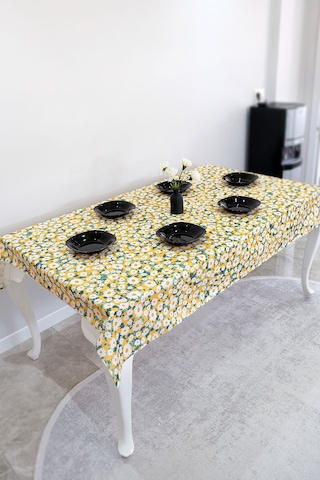 Sufre Sıvı Geçirmez Masa Örtüsü Sofra Bezi Sofra Örtüsü Piknik Örtüsü Sarı Papatya