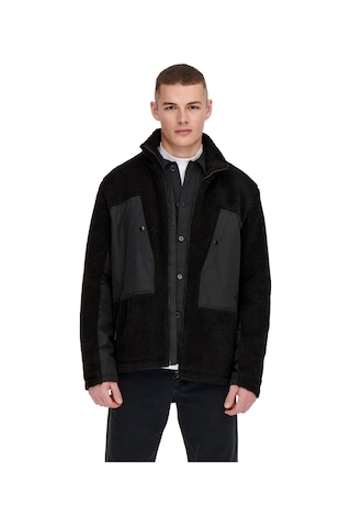 Only Onsvillads Sherpa Mix Jacket Otw Erkek Polar Ceket 22022512-BLACK Siyah