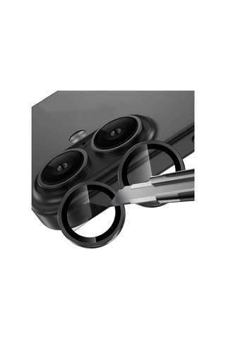 Apple iPhone Uyumlu  16 Frms Mikro Kamera Lens Koruyucu - Siyah Siyah