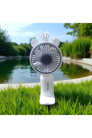 Vantilatör Usb Şarjlı Taşınabilir Mini Fan Beyaz 2 Kademeli Işıklı El Vantilatörü