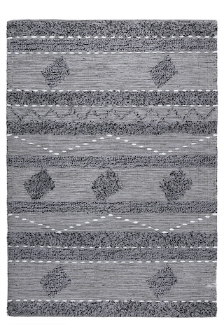 My Home Halı Oslo Iskandinav Şahane El Dokuma %100 Doğal Pamuk Yumuşak Antrasit Yıkanabilir Kilim Halı K8 Antrasit