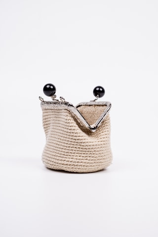 Fabric Craft Bag Bozuk Para Cüzdanı Merserize İplik Klipsli Örgü Açık Kahverengi