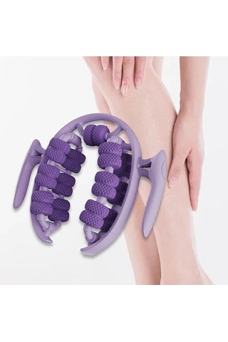 Fortunelane 26 Tekerlekli Bacak Masaj Cihazı - Dairesel Klempar Rulosu, Baldır Kas Gerginliği Azaltıcı, Vücut Geliştirici Ve Yumu Koyu Pembe