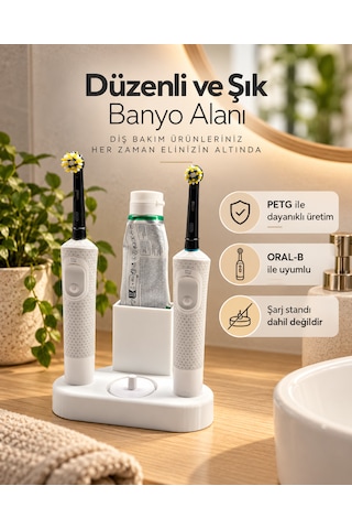 Elektrikli Diş Fırçası Organizeri Oral-b Uyumlu Beyaz