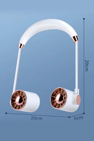 Taşınabilir Usb Şarjlı 3 Kademeli Ergonomik Boyun Fanı Vantilatör Soğutucu Zb135 Beyaz