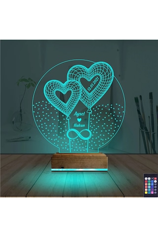 Luvivia Kalp Sevgiliye Hediye Kişiye Özel 3d Lamba - Masa Gece Lambası V11 Şeffaf