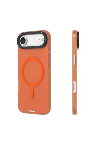 Apple Uyumlu iPhone 17 Air Kılıf M-safe Şarj Özellikli Youngkit Hidden Sand Serisi Kapak Turuncu Turuncu