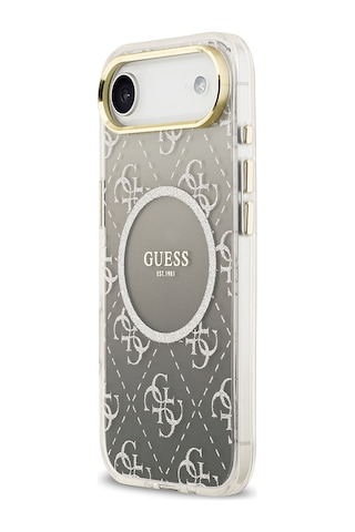 Apple Uyumlu iPhone 17 Air Kılıf Guess Lisanslı M-safe Şarj Özellikli 4g Desenli Simli Silikon Kapak Gri Gri