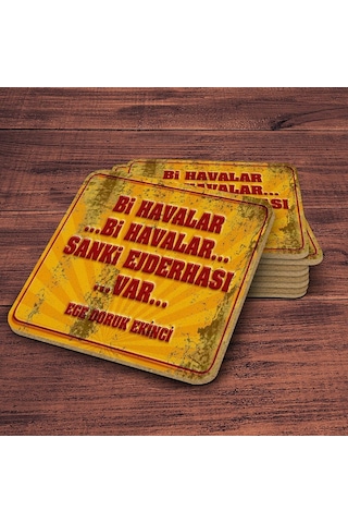 Kişiye Özel Retro Sokak Tabelası Tasarımlı Ahşap Bardak Altlığı Duvar Yazılı 4 4 Adet Çok Renkli