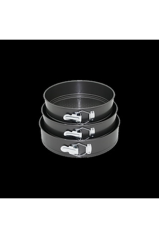 3'lü Yuvarlak Metal Kelepçeli Kek Kalıp Seti 24-26-28 Cm Renkli