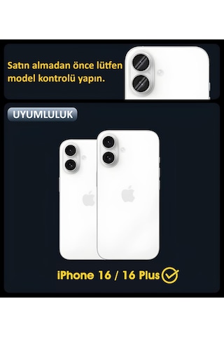 İphone 16 / 16 Plus Uyumlu Safir Lens Çizilmez Dayanıklı Kamera Koruyucu