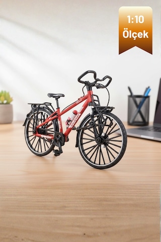 Craftivio Kaliteli Kırmızı Metal 1:10 Ölçek Koleksiyonluk Die Cast Model Bisiklet Çok Renkli