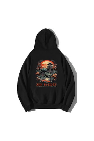 Brz Collection Unisex Oversize Zen Garden Hoodie-siyah Siyah