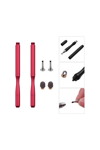 Skycity 2 Adet Kırmızı Dairesel+el Dokunuşlu Kalem: Evrensel Yüksek Hassasiyetli Kapasitif Kalem, Telefon Ve Tablet Ekranları İçin, 2 Yer Değiştirme Dairesi + 2 Fiber Uç li