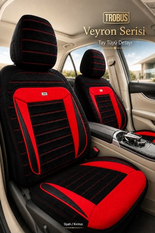 Suzuki Vitara 2015 Sonrası Uyumlu Veyron Serisi Siyah Kırmızı Oto Koltuk Kılıfı