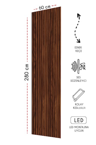 Mdf Akustik Duvar Ve Tavan Kaplama Paneli 60 x 275 CM - Polisander