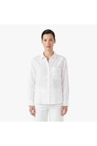 Nautica Kadın Beyaz Regular Fit Keten Gömlekdüz65w302t