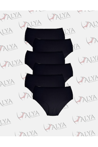 Alya Underwear Kadın Dikişsiz Külot Lazer Kesim Yüksek Bel İz Yapmayan Büyük Beden Hayalet Külot İzbırakmaz 6'lı Paket Siyah