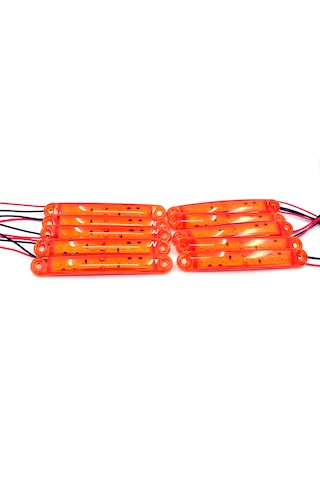 10 Adet Sarı Parmak Lamba 9 Led 12v 24v