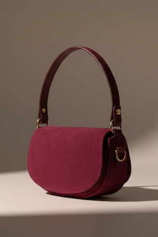 Vellebags Lunessa Bordo Omuz Çantası Gold Detaylı Yarım Ay Model