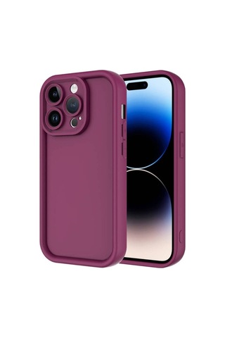 Apple Uyumlu iPhone 14 Pro Kılıf Kamera Korumalı Zore Ananas Kapak Mürdüm