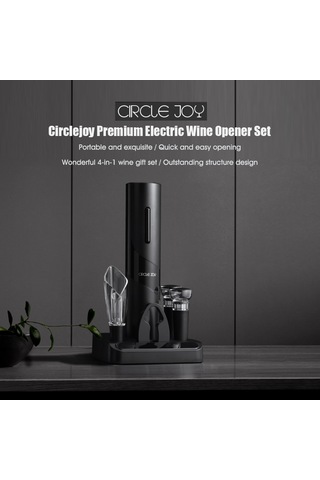 Gajeena Circlejoy Elektrikli Şarap Açıcı, Kablosuz Otomatik Korkaj, Folyo Kesici, Vakum Kapama Ve Aerator İle, 7 Gün Taze Tutma, Partiler Ve Aşk İçin Hediye Seti Siyah