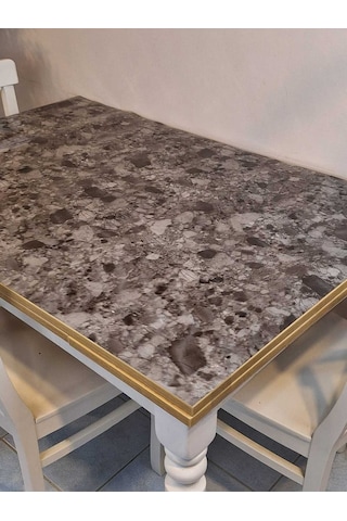 Kalın Pvc Masa Koruyucu 1.2 Mm Mika Örtü, 80 Cm En, Mermer Desen 32pvc-mrm8 Gri