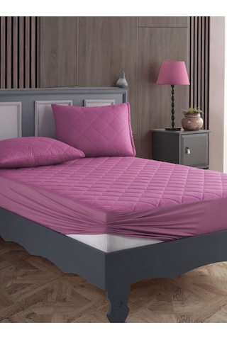 %100 Pamuk Kapitoneli Sıvı Geçirmez Renkli Yatak Alezi Yatak Koruyucu Alez Çarşaf Lila