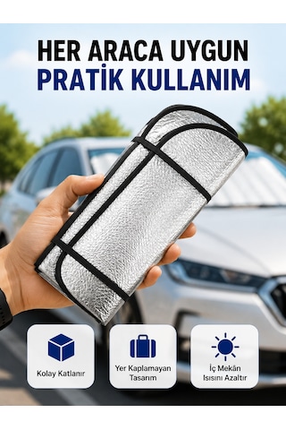 Araç Ön Cam Güneşlik Isı Yalıtımlı Katlanabilir Model Renault Megane Honda Civic Opel Astra Ford Focus - Lisinya St 40357442