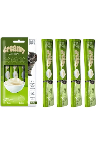 M-Pets Creamy Ton Balığı ve Deniz Taraklı Yetişkin Kedi Ödülü 4 x 15 G