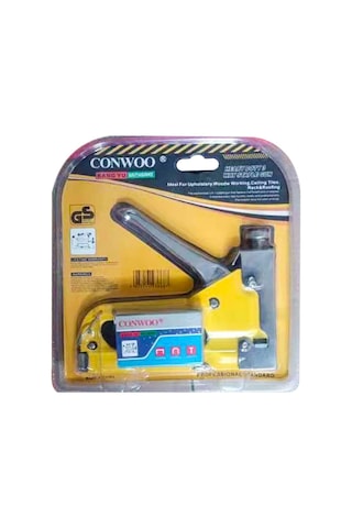 Monyee Endüstriyel Çok Amaçlı El Noktalayıcı - Ahşap İşleri, Tablo, Dekorasyon İçin U Tipi Çivi Atıcı - Sarı, 3 Farklı Çivi İle吸塑 Paket