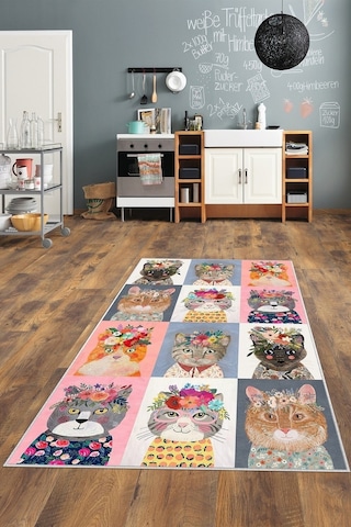 West Home Dijital Baskılı Yıkanabilir Kaymaz Taban Mutfak Halısı Wh 387 Multy