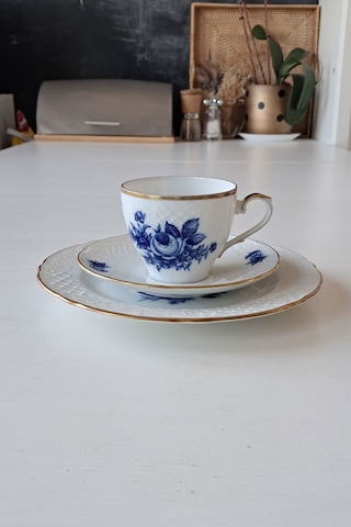 3 Parça Çay Fincanı Kobalt Mavi Kobalt