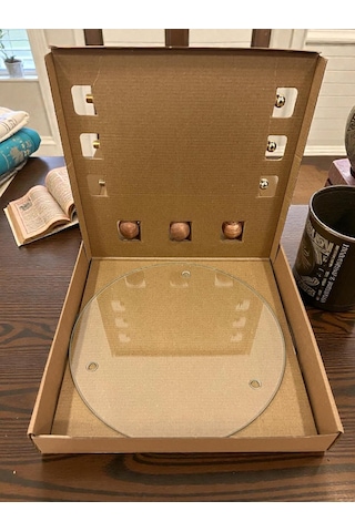 2 Katlı Yuvarlak Cam Organizer Ahşap Ayaklı Vidalı Stand, 25x25 Cm Mutfak Banyo Masa Üstü Düzenleyici Çok Renkli