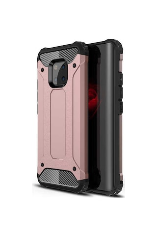 Noktaks - Mate 20 Pro Uyumlu - Kılıf Çift Katman Zırh Tank Crash Military Kapak - Rose Gold Rose Gold