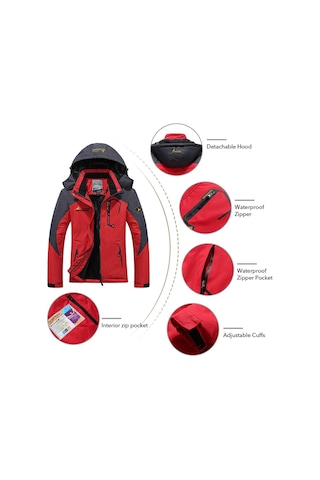 Gül Kırmızı Kadın Dağ Su Geçirmez Kabuk Ceket Kayak Ceket Rüzgar Geçirmez Ceket Kış Sıcak Ceket Kamp İçin Kırmızı